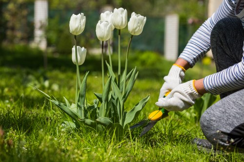 Gardening West Ham team arriving at a terraced house garden